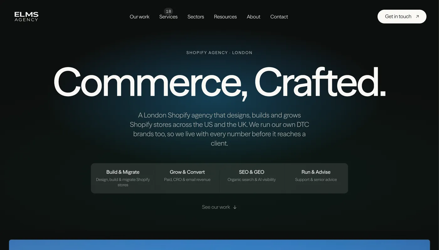 The Elms Agency homepage as it appeared on 26 September 2026