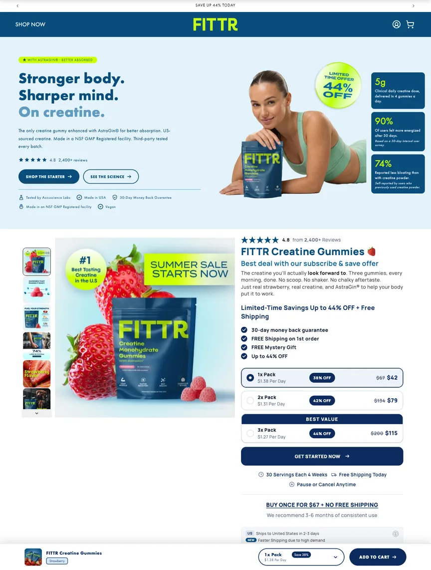 Fittr Nutrition storefront