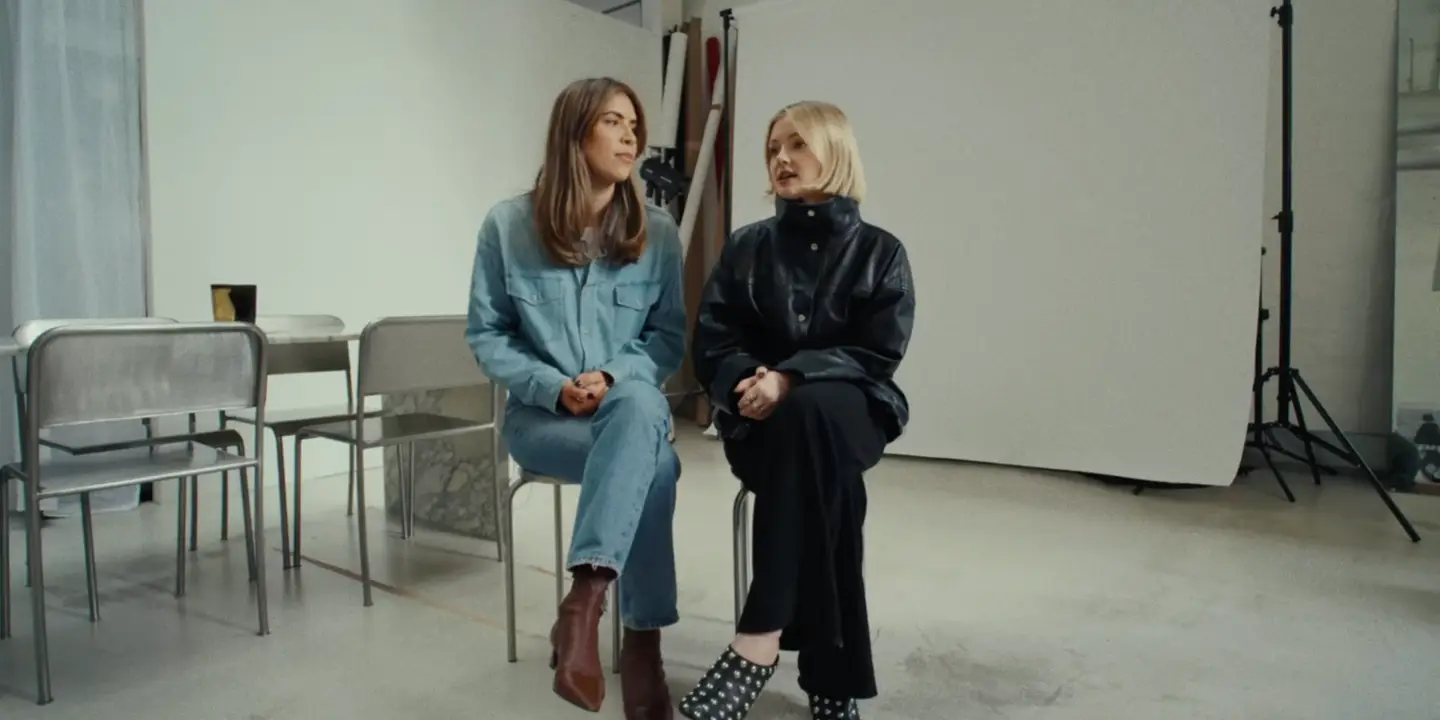 Two Bessette looks photographed in studio