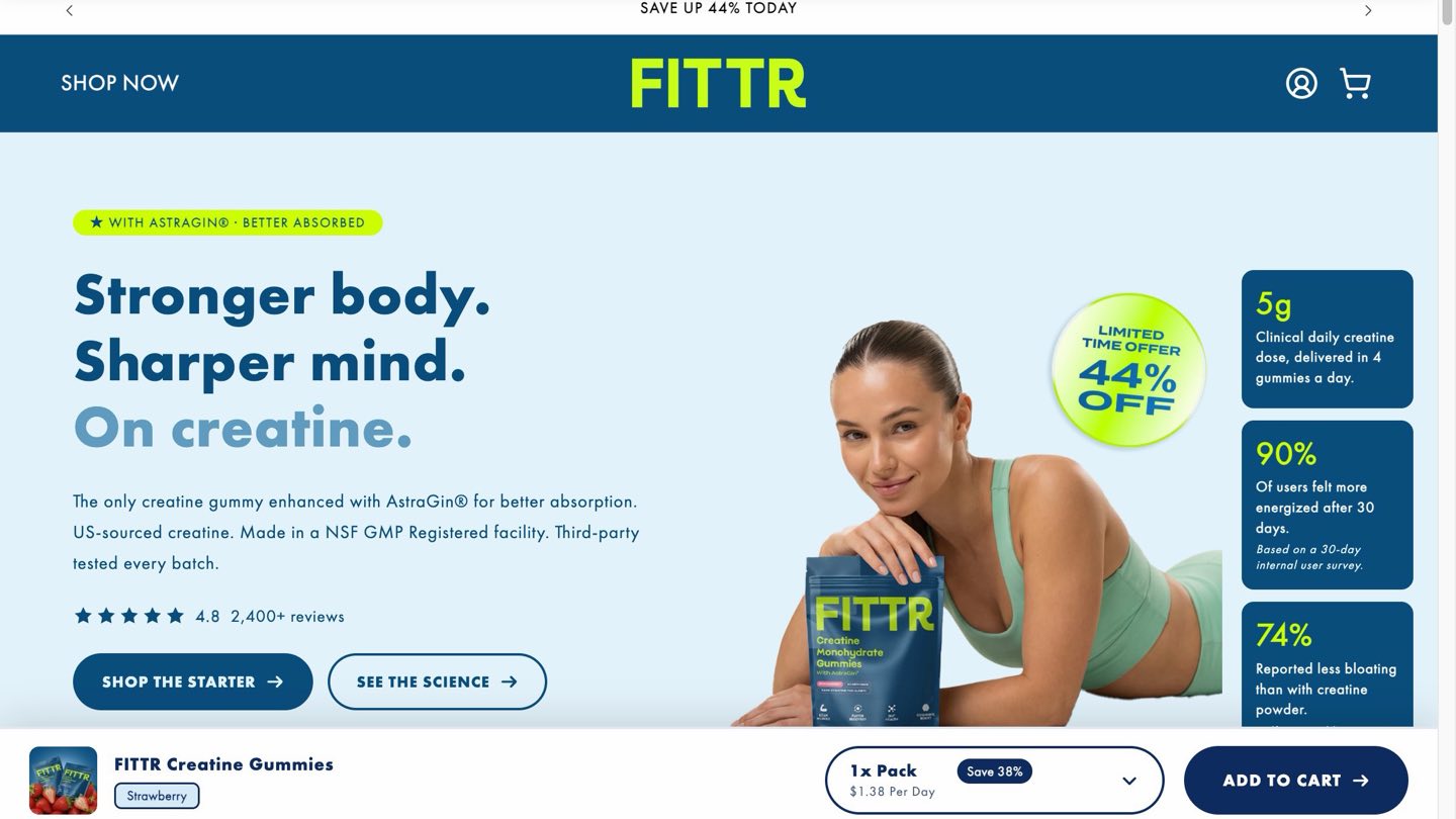 Fittr Nutrition storefront