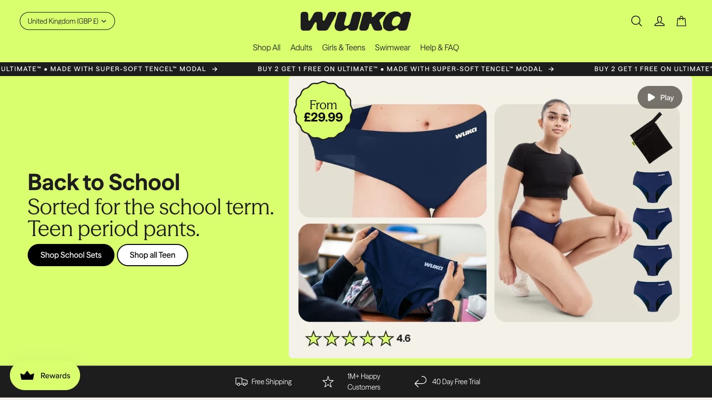 The WUKA storefront, which moved onto Shopify off older ERP and warehouse systems